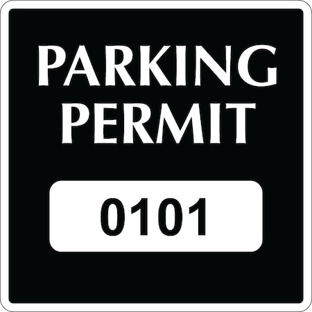 Lustre-Cal Repositionable Parking Permit Black 3in x 3in  Square Serialized 101-150, 50PK 253743Py1KSq0101